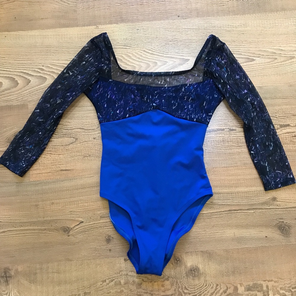 Audition Dancwear leotard blue leotard long sleeve